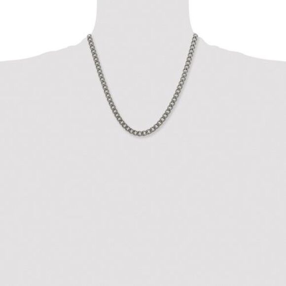 Men's 7.5mm Titanium Polished Classic Curb Chain Necklace, 22 Inch - Picture 6 of 6